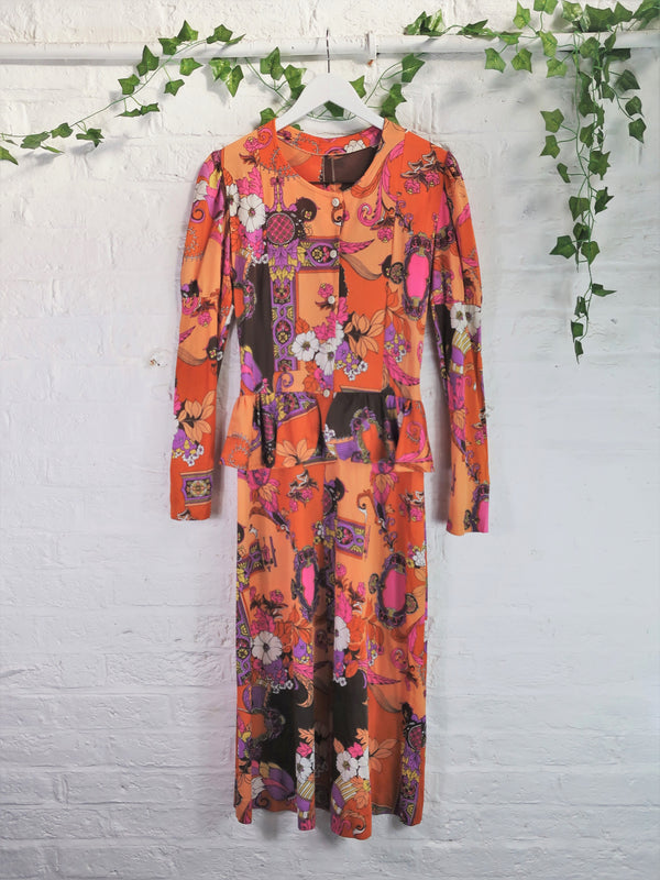 SALE 70's Floral Panel Maxi dress - Size S/M