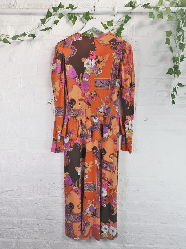 SALE 70's Floral Panel Maxi dress - Size S/M