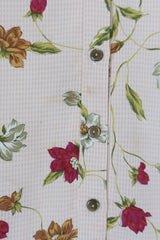 70's Vintage Shirt - Blonde with Bright Floral Print - Size L