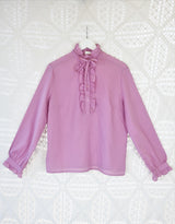 70's Vintage - Thulian Pink Ruffle Blouse - Free Size M