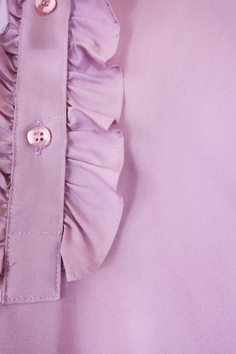70's Vintage - Thulian Pink Ruffle Blouse - Free Size M