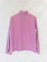 70's Vintage - Thulian Pink Ruffle Blouse - Free Size M