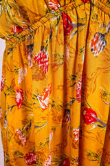 Cherry Mini Halter Dress - Mustard & Scarlet Floral Vintage Sari (Free Size) By All About Audrey