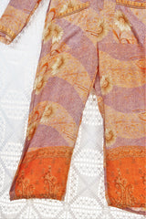 Betty Boilersuit - Vintage Indian Sari - Orange & Purple Floral - Size M/L