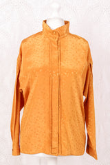 Vintage Shirt - Brilliant Mustard Graphic Jacquard - Size M/L