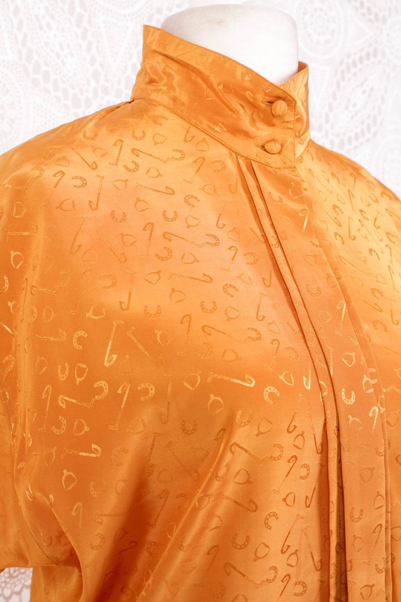 Vintage Shirt - Brilliant Mustard Graphic Jacquard - Size M/L