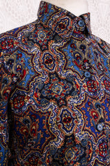 Vintage Shirt - Navy, Aegean & Red Paisley - Size M