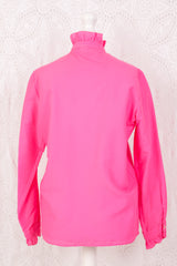 Vintage Shirt - Bright Pink Frills - Size L
