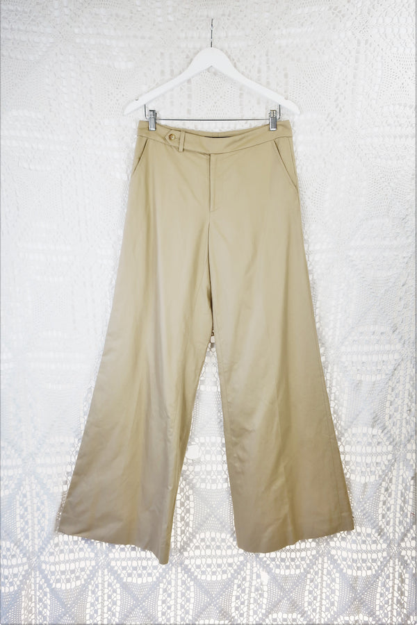 70's Vintage - Ralph Lauren Wide Leg Trousers - Beige - Size S/M
