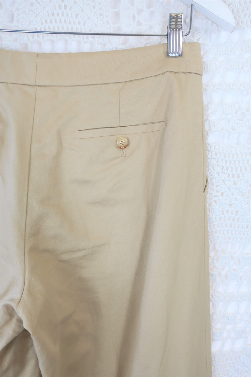 70's Vintage - Ralph Lauren Wide Leg Trousers - Beige - Size S/M