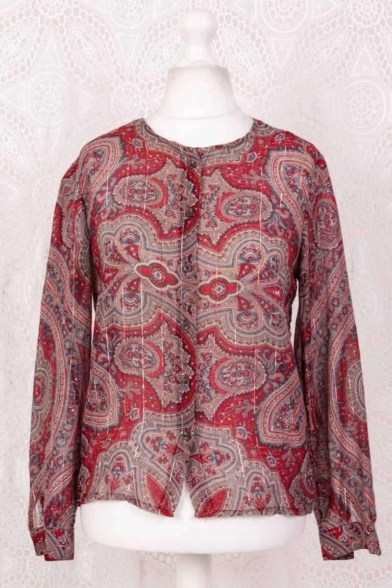 Vintage Shirt - Ruby, Sapphire & Stone Paisley - Size M/L