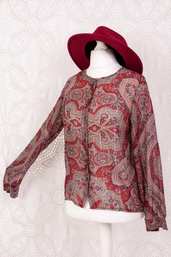 Vintage Shirt - Ruby, Sapphire & Stone Paisley - Size M/L
