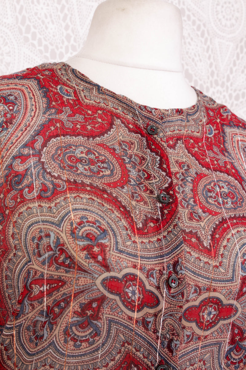 Vintage Shirt - Ruby, Sapphire & Stone Paisley - Size M/L