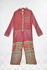 Betty Boilersuit - Indian Sari - Orange & Grey - Size S/M