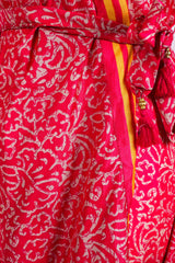 Gemini Bell Sleeve Midi Kimono/Dress - Watermelon Pink Vintage Sari - Size S/M