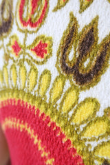 Vintage Mini Dress/Top - Bright Red & Yellow Mandala Sunflower - Size S