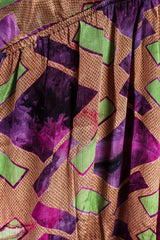 Cherry Mini Halter Dress - Amethyst, Gold & Lime Graphic Vintage Sari (Free Size)