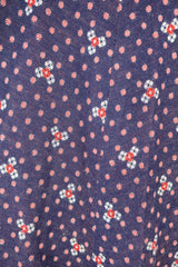 70's Vintage  - Knitted Mini Skirt - Blue & Red Polka Dots - XXS