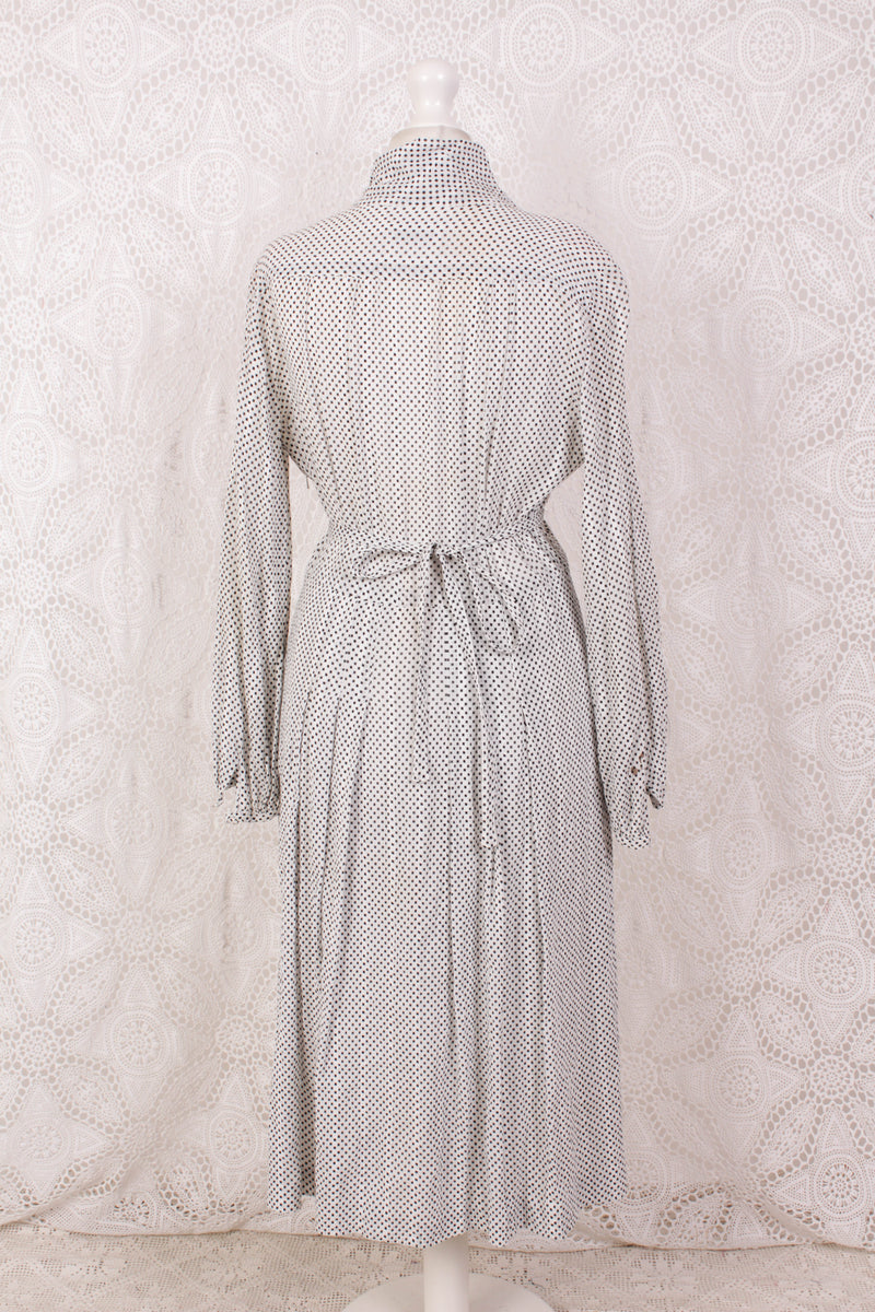 SALE Vintage Dress - Black & White Miniature Check - Size M/L