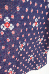 70's Vintage  - Knitted Mini Skirt - Blue & Red Polka Dots - XXS