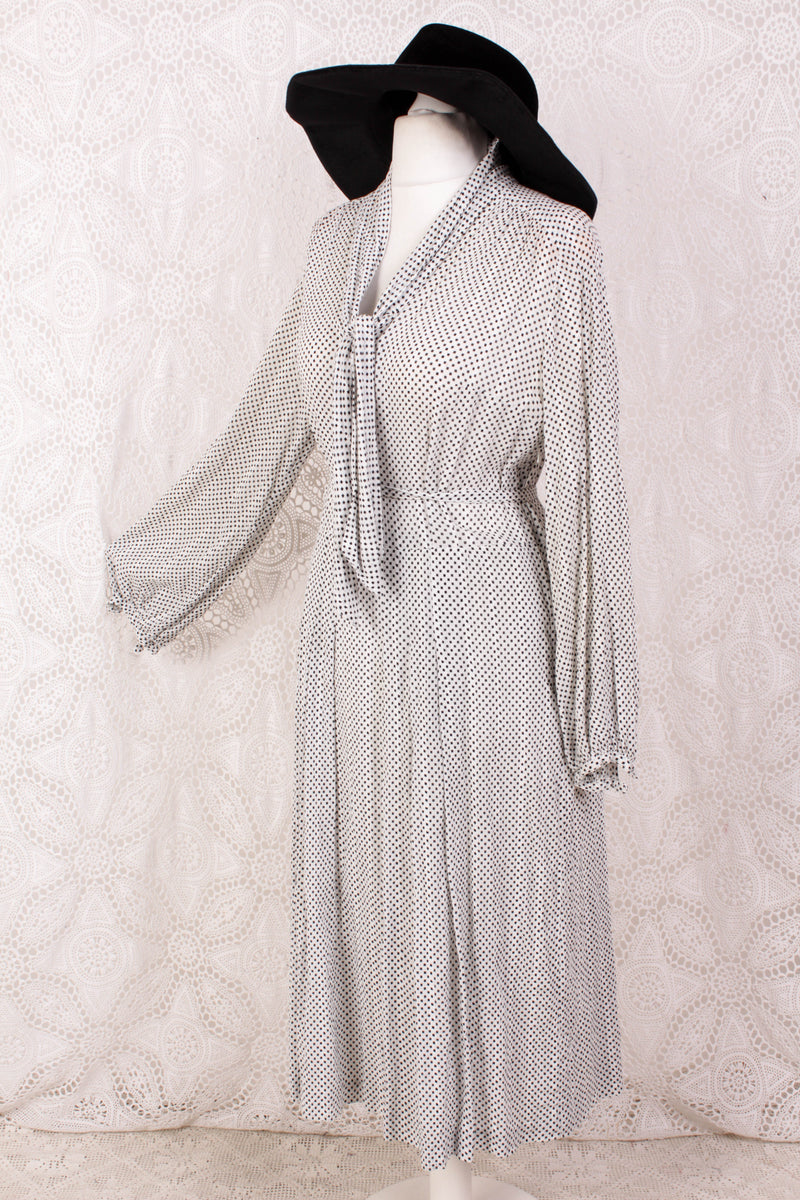 SALE Vintage Dress - Black & White Miniature Check - Size M/L