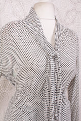 SALE Vintage Dress - Black & White Miniature Check - Size M/L