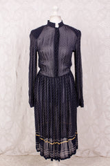 Vintage Dress - Sheer Navy & Sunny Yellow - Size XS/S