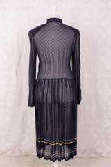 Vintage Dress - Sheer Navy & Sunny Yellow - Size XS/S