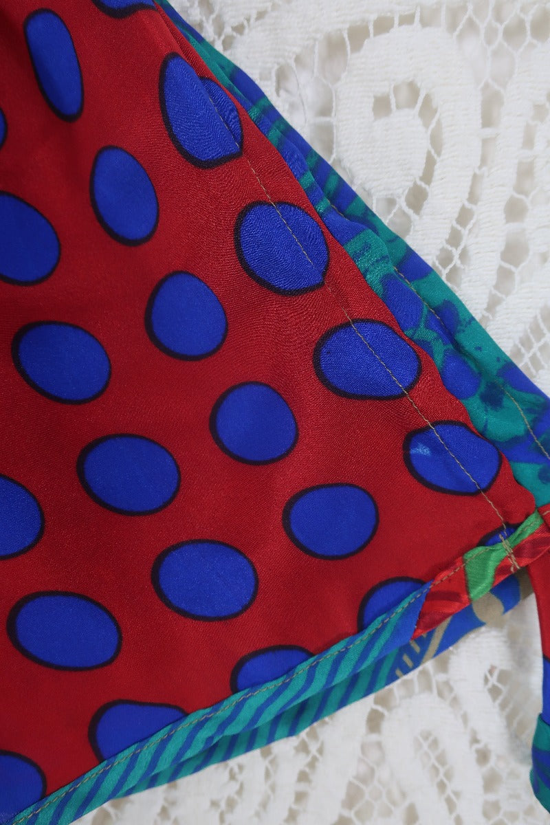 Pippa Shorts - Scarlet & Marine Polka Dot - Vintage Indian Sari - S By All About Audrey