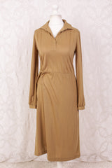 Vintage Dress - Tan Sand - Size S