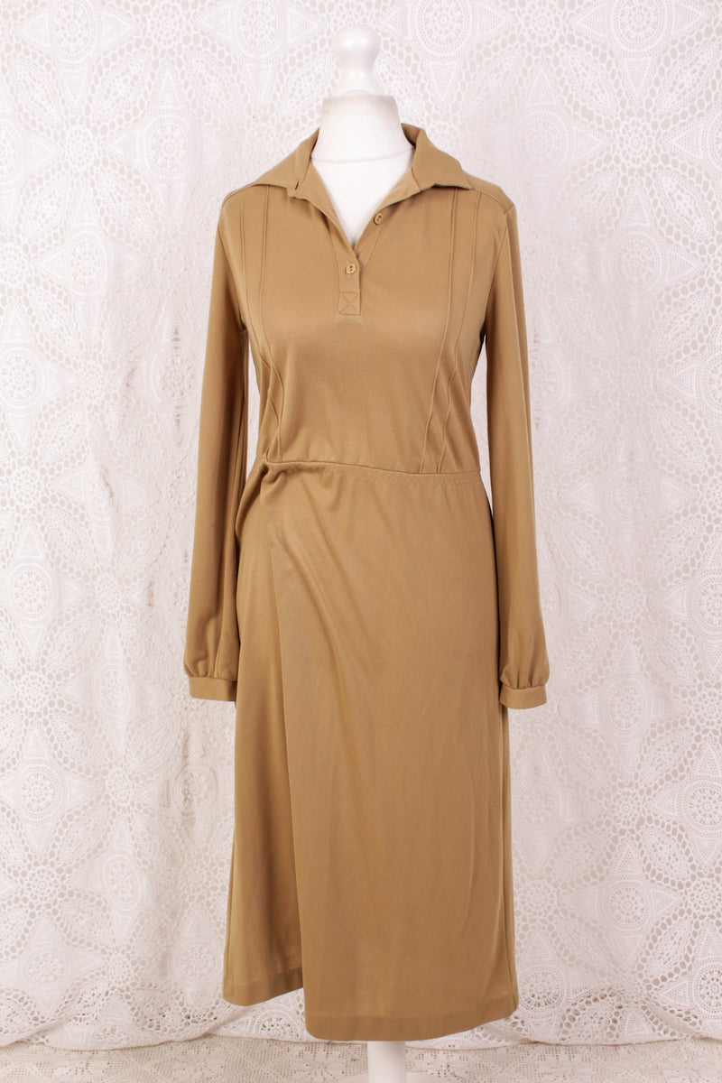 Vintage Dress - Tan Sand - Size S