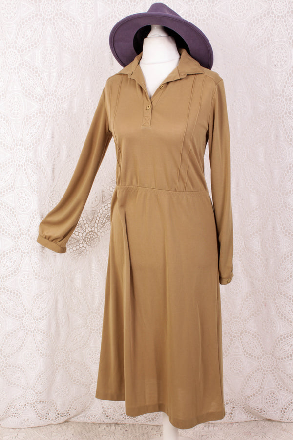 Vintage Dress - Tan Sand - Size S