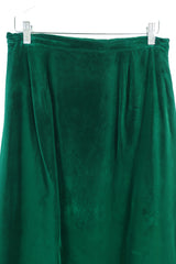 Vintage Maxi Skirt - Emerald Velvet with Golden Roping - Size S/M