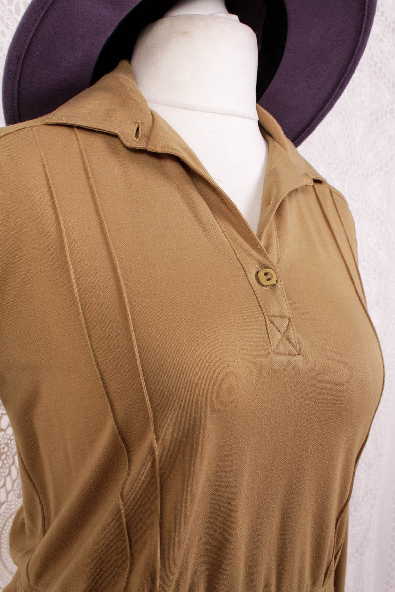 Vintage Dress - Tan Sand - Size S