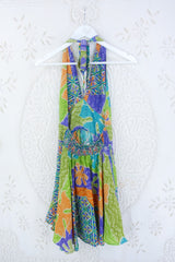 Sydney Mini Halter Dress - Safari Coral Floral - Vintage Sari - XS by all about audrey