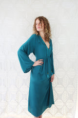 Khroma Gaia Kaftan Dress in Persian Teal - Free Size