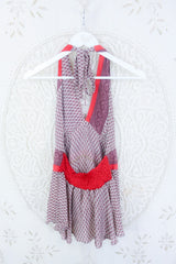 Sydney Halter Top - Dusky Mauve Motif - Vintage Sari - S/M by all about audrey