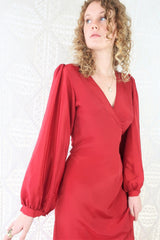Lola Long Wrap Dress - Block Colour Ruby Red - ALL SIZES all about audrey
