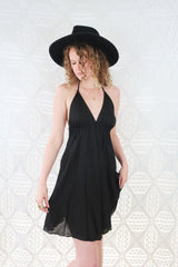 25% OFF Khroma Medusa Mini Halter Dress in Jet Black - Free Size