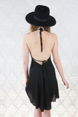 25% OFF Khroma Medusa Mini Halter Dress in Jet Black - Free Size