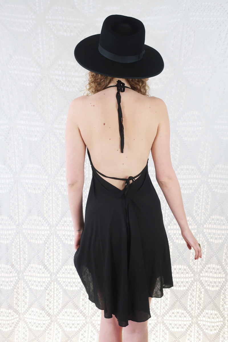 25% OFF Khroma Medusa Mini Halter Dress in Jet Black - Free Size