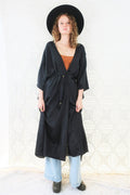 Aquaria Kimono Dress - Block Colour Vampy Black - Free Size all about audrey