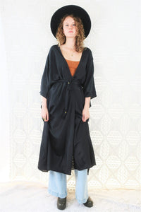 Aquaria Kimono Dress - Block Colour Vampy Black - Free Size all about audrey