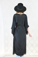 Aquaria Kimono Dress - Block Colour Vampy Black - Free Size all about audrey