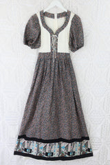 Vintage 70s Prairie Dress - Scattered Spring Floral- Size XS