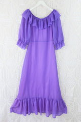 Vintage 70s Maxi Dress - Sheer Lilac - Size XS