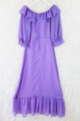 Vintage 70s Maxi Dress - Sheer Lilac - Size XS