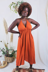 Khroma Medusa Midi Halter Dress - Fiery Orange - Free Size by all about audrey