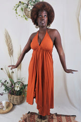 Khroma Medusa Midi Halter Dress - Fiery Orange - Free Size by all about audrey