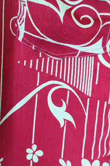 Clyde Shirt - Burgundy & Pistachio Geometric Floral - Vintage Indian Sari - XXL by All About Audrey